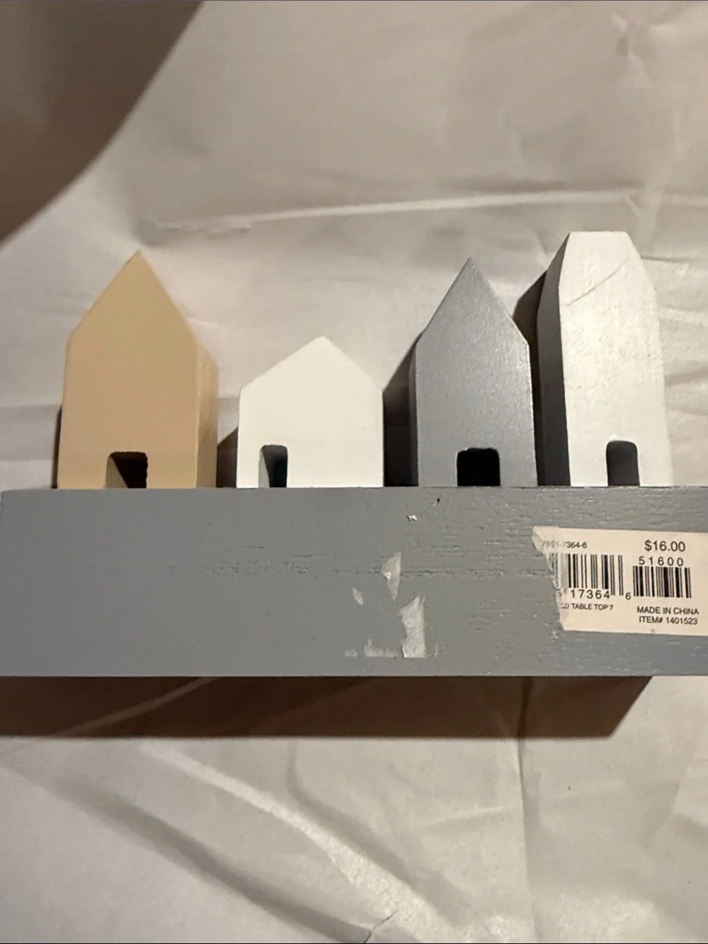 Light the World Wooden House Mantel Decor - White, Gray, Tan Light the World
